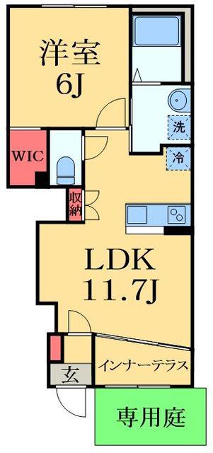 セレーノアキ(1LDK/1階)の間取り写真