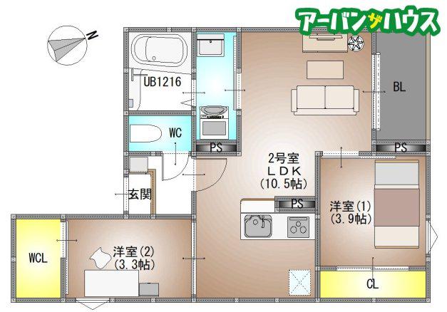 REGALEST 新福(2LDK/1階)の間取り写真