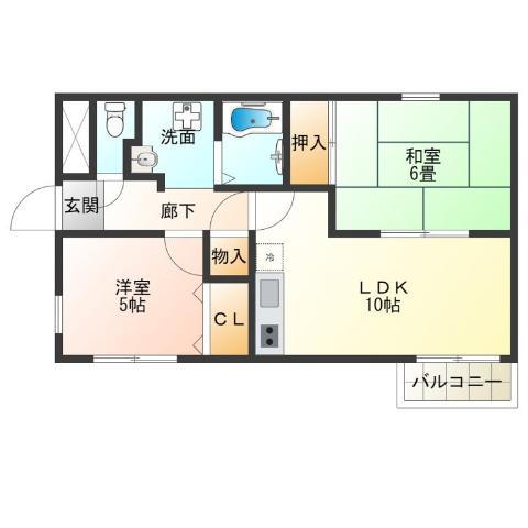 ルネサンライズ HORIMOTO(2LDK/3階)の間取り写真