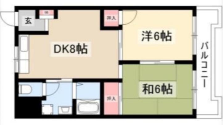丸の内カジウラマンション(2LDK/9階)の間取り写真