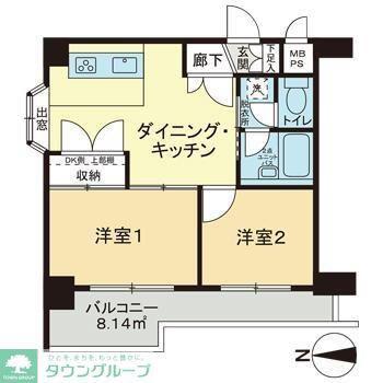 ライオンズマンション鉄砲洲第3(2DK/4階)の間取り写真