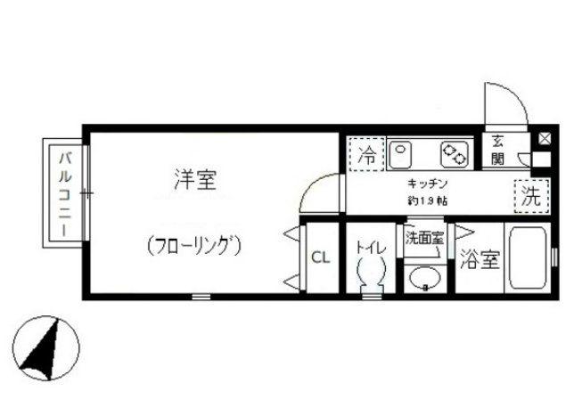 クレール西蒲田(1K/2階)の間取り写真