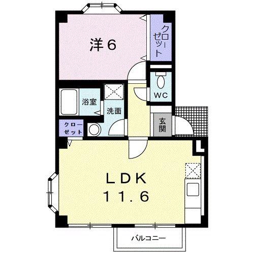 ファミールパピヨン(1LDK/2階)の間取り写真