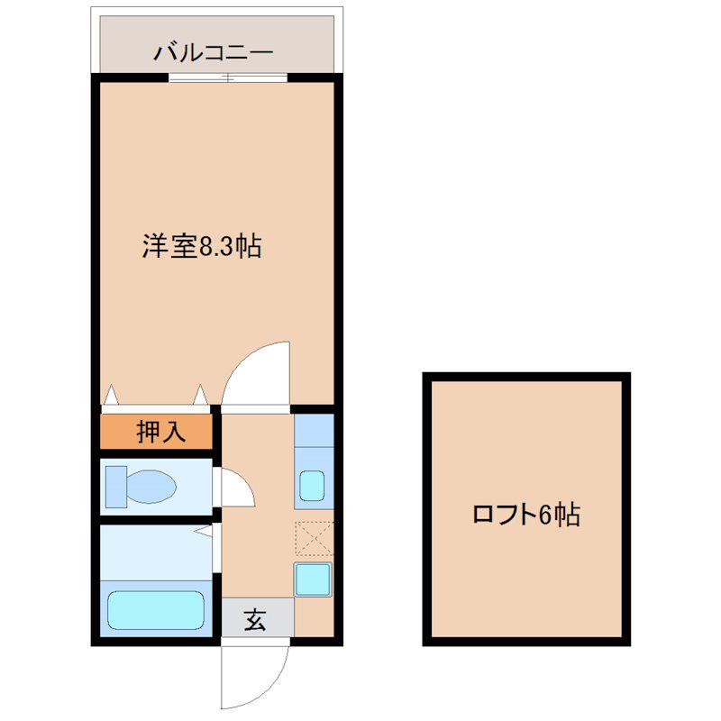 LA・VIENTO二日市(1K/2階)の間取り写真