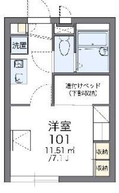 レオパレス第2ベルプラッツ(1K/1階)の間取り写真