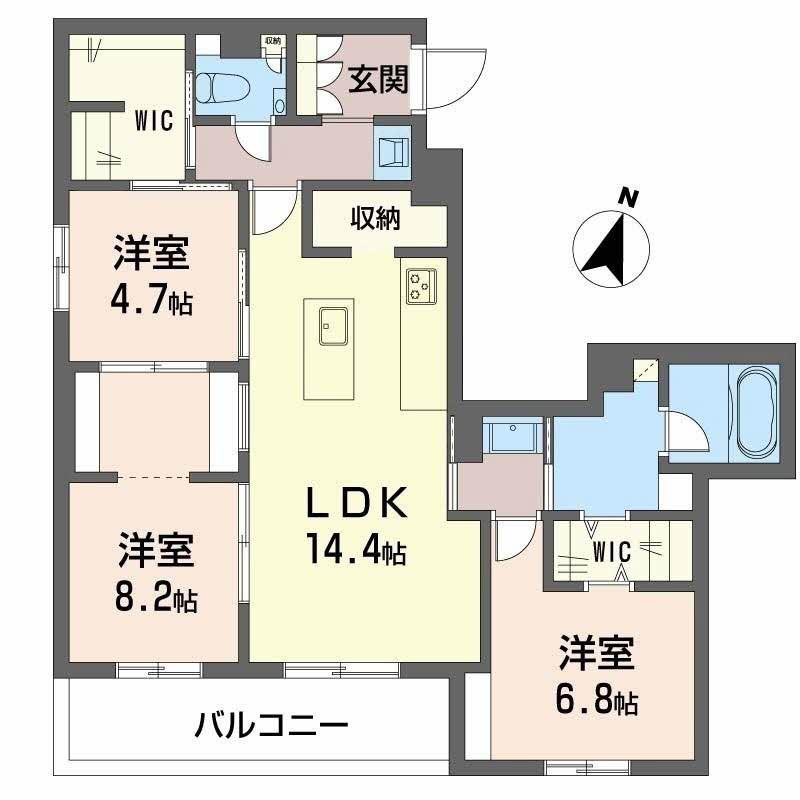 プレミアス大濠西(3LDK/2階)の間取り写真
