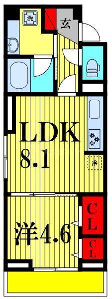 コニフェールI(1LDK/2階)の間取り写真