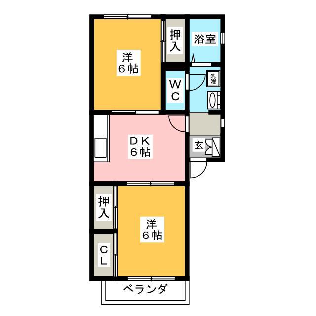 グリーンハイツ(2DK/2階)の間取り写真