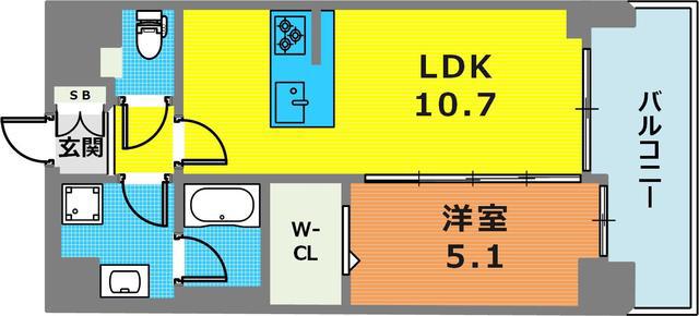 LINO OKAMOTO(1LDK/4階)の間取り写真