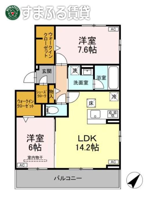 D-AVANCE小川町(2LDK/1階)の間取り写真