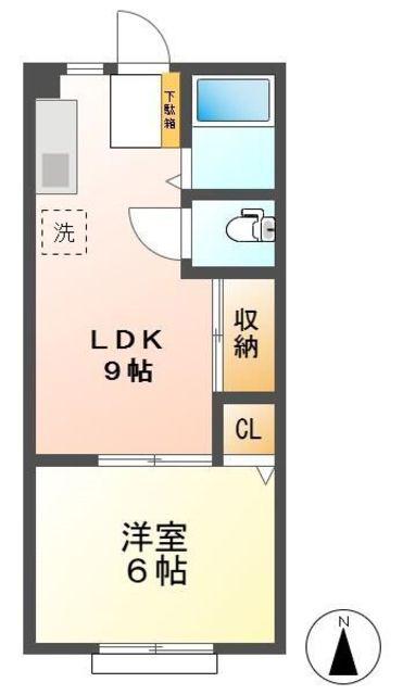 ハックベリーハイツII(1LDK/3階)の間取り写真