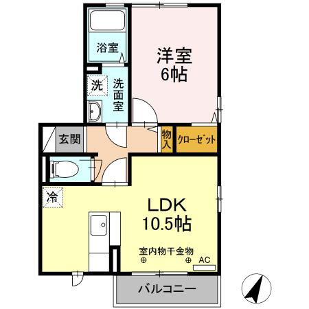 COMFORT33(1LDK/2階)の間取り写真
