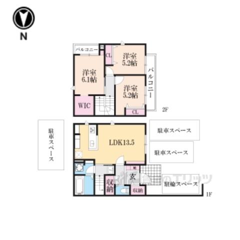 BELLELEAD彩雅北白川(3LDK/1階)の間取り写真