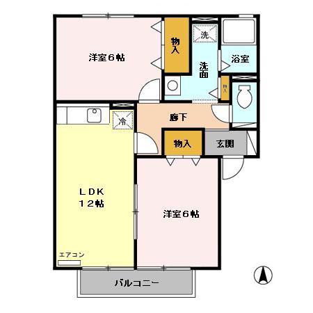 グリーンコートABC(2DK/2階)の間取り写真