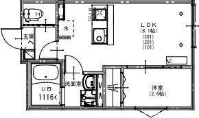KEIAI RESIDENCE 新所沢(1LDK/1階)の間取り写真