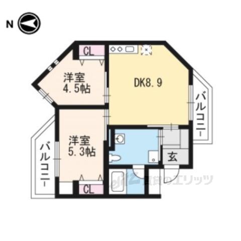 PARK HILLS OYAKE VILLA 4(2DK/2階)の間取り写真