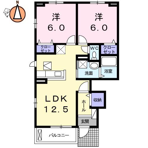 ブランジュ I(2LDK/1階)の間取り写真