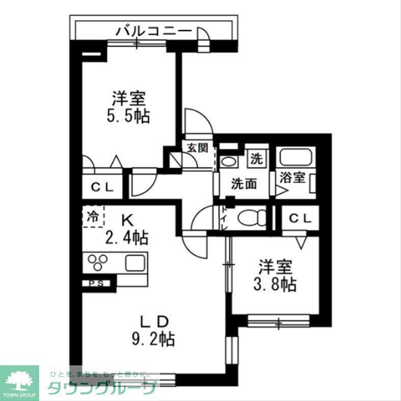中野区東中野1丁目マンション(2LDK/3階)の間取り写真