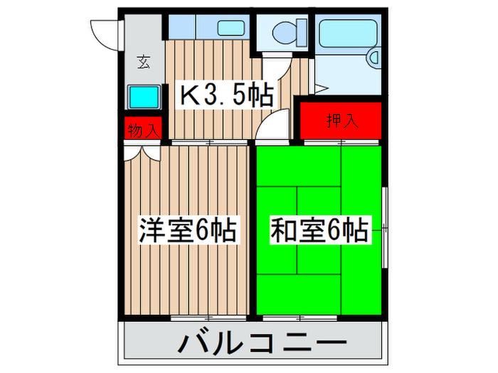 コーポイイゴウ(2K/2階)の間取り写真