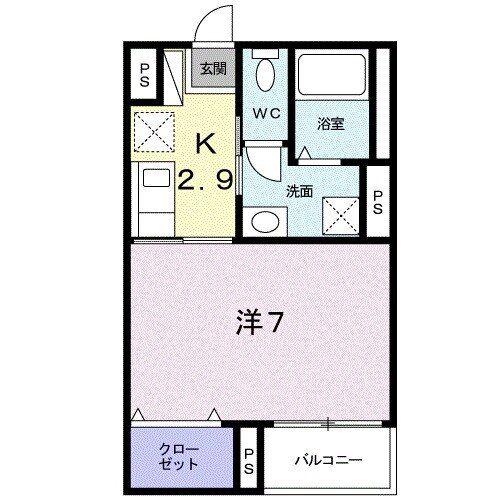 グラード・カーロ(1K/1階)の間取り写真