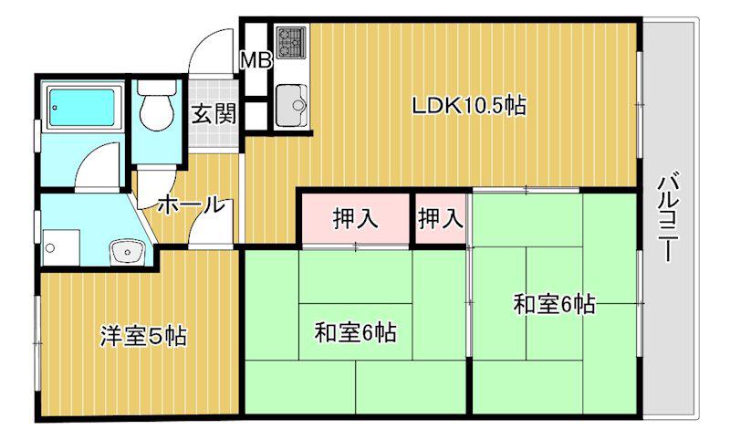 アパートメント311(3LDK/1階)の間取り写真