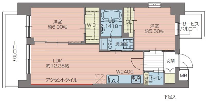 プレジオ北綾瀬ASIAN(2LDK/6階)の間取り写真