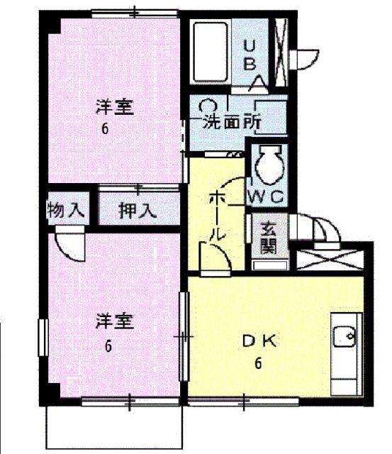 B2ハウス A(2DK/1階)の間取り写真