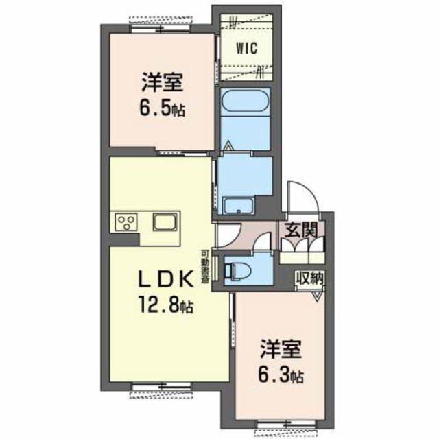 シェノン川崎(2LDK/1階)の間取り写真