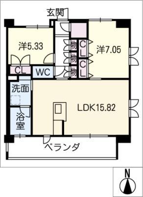 ラモ クローシェ(2LDK/6階)の間取り写真