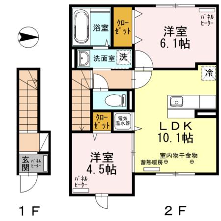 グランドールKR I(2LDK/2階)の間取り写真