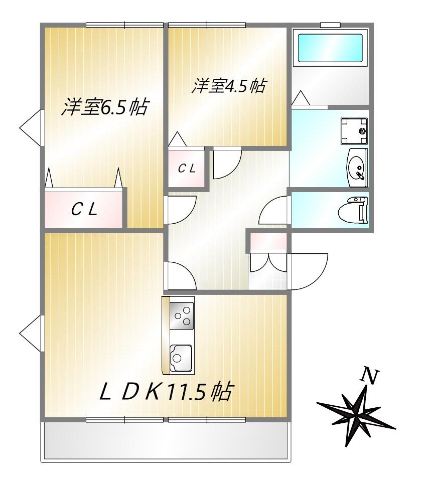 ウインディアM7(2LDK/2階)の間取り写真