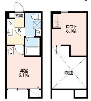 ブレス相模大野(1K/2階)の間取り写真