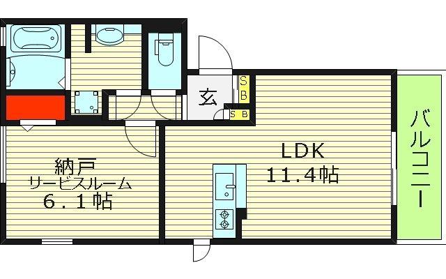 フルリール(1LDK/2階)の間取り写真