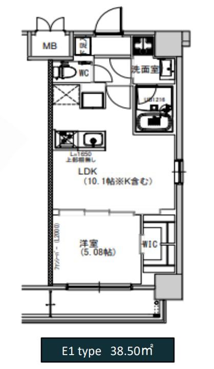 S-RESIDENCE千住大橋(1LDK/2階)の間取り写真