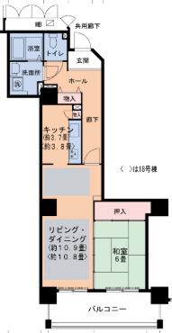 HAT神戸・脇の浜2号棟(1LDK/6階)の間取り写真