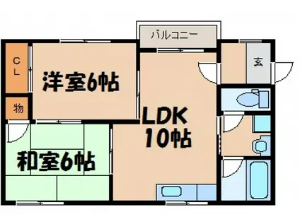 第2森本ビル(2LDK/3階)の間取り写真