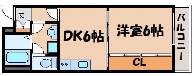 フロール神原(1DK/1階)の間取り写真