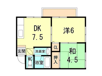 メゾンコスモス(2DK/2階)の間取り写真