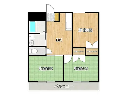 ハーモニーハイツ(3DK/2階)の間取り写真