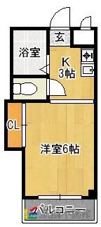 パシフィック白木原(1K/2階)の間取り写真