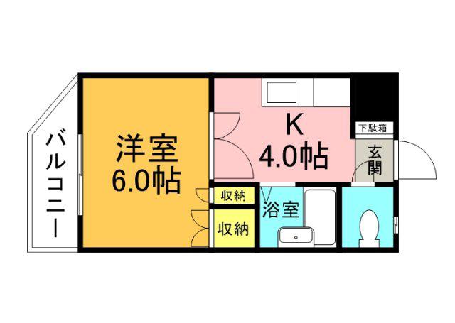 ベルコート藤井(1K/2階)の間取り写真