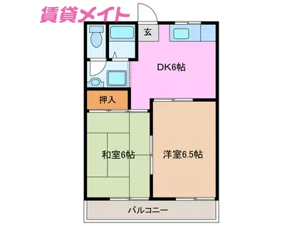 エスポワールすずき(2DK/2階)の間取り写真