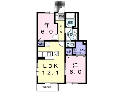 スイートガーデンA(2LDK/1階)の間取り写真