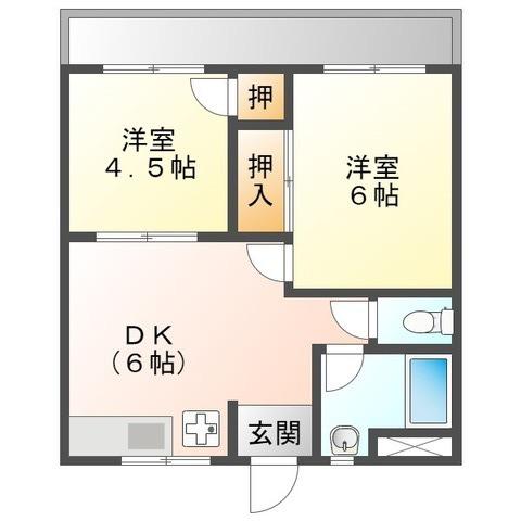 コーポラスサカエ(2DK/3階)の間取り写真