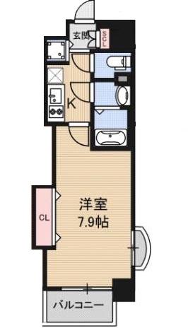 LUXE長田(1K/3階)の間取り写真
