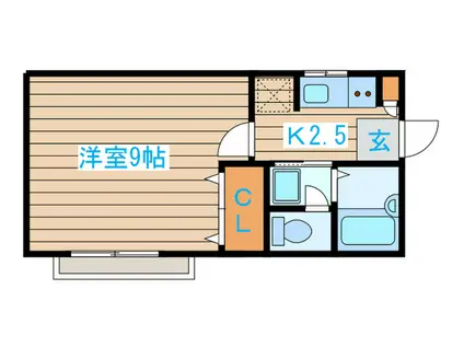 ハピネス土樋(1K/1階)の間取り写真