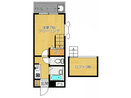 プラム常盤平(1K/2階)の間取り写真