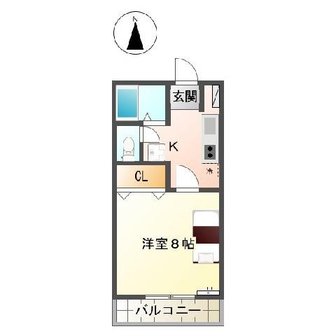 プレステージ1107(1K/2階)の間取り写真
