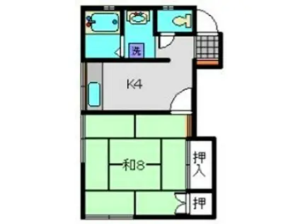 KTハイムII(1K/2階)の間取り写真