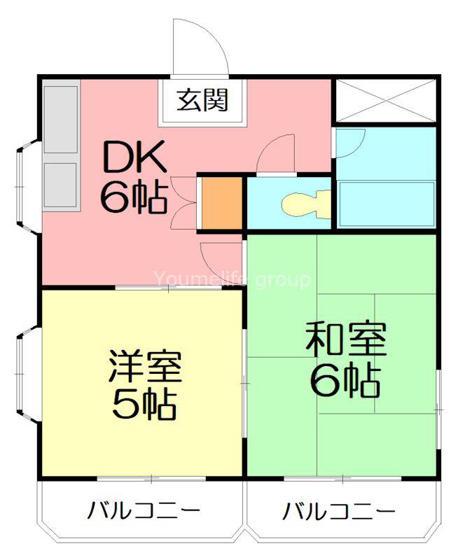 ジュネパレス平塚第3(2DK/1階)の間取り写真